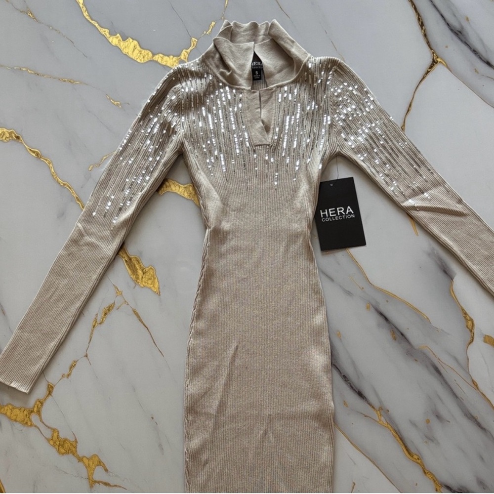 Hera Collection Silver Long Sleeve Dress